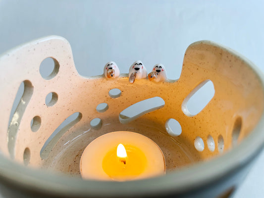 Cream sprinkle ghost candle holder