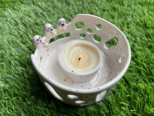 Ghost candle - white confetti